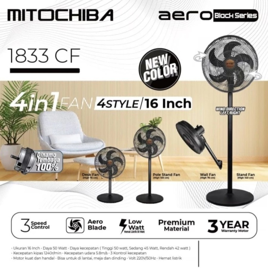 MITO 1833CF 4 IN 1 AERO FAN BLACK - Hiro Electronics