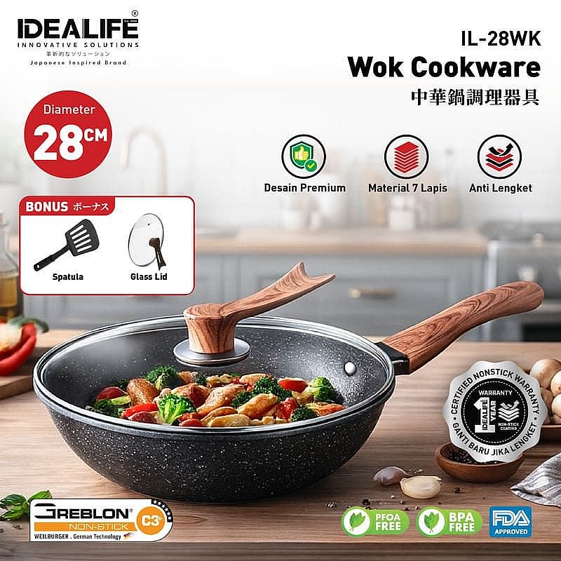 IDEALIFE IL28WK WOKPAN 28 CM - Hiro Electronics