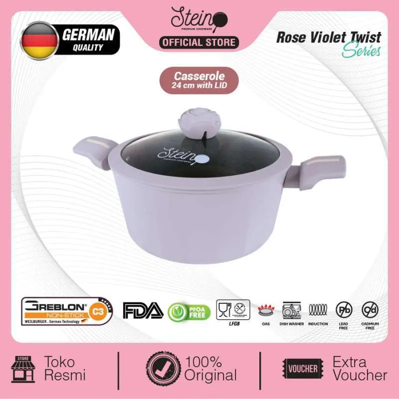 STEIN DIAMOND CASSEROLE 24 CM ROSE VIOLET - Hiro Electronics
