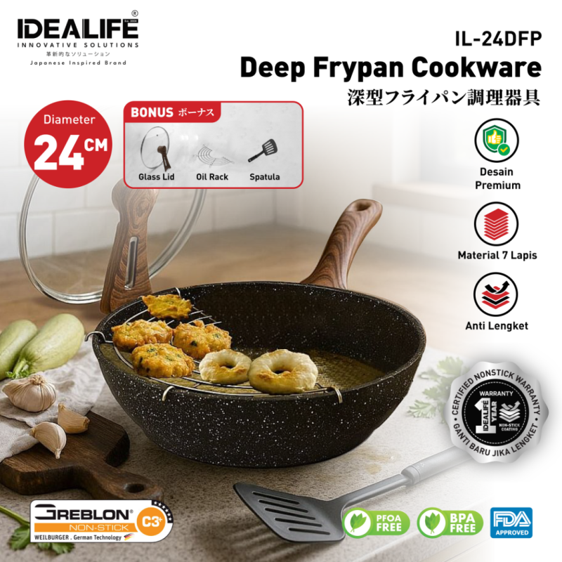 IDEALIFE IL24DFP DEEP FRYPAN 24 CM - Hiro Electronics