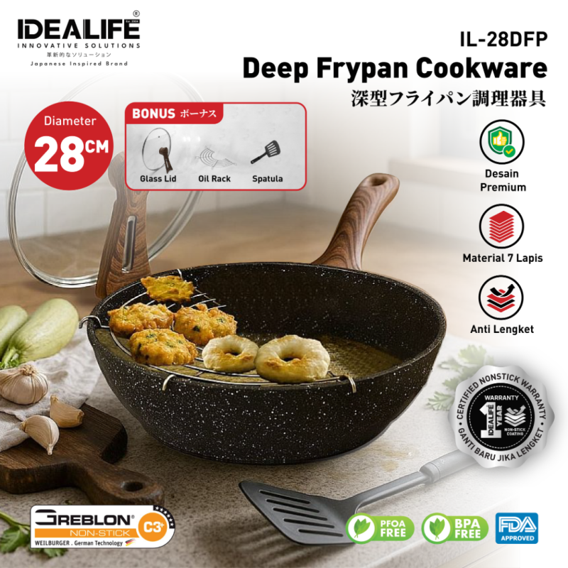 IDEALIFE IL28DFP DEEP FRYPAN 28 CM - Hiro Electronics